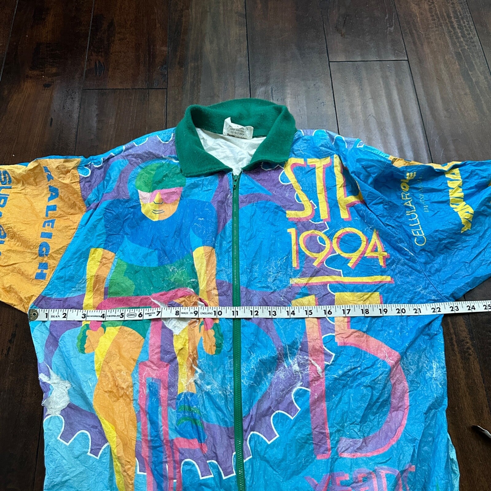 VTG 1994 STP Tyvek Jacket L AOP Cycling Race Seattle Portland Bicycle Track 90s