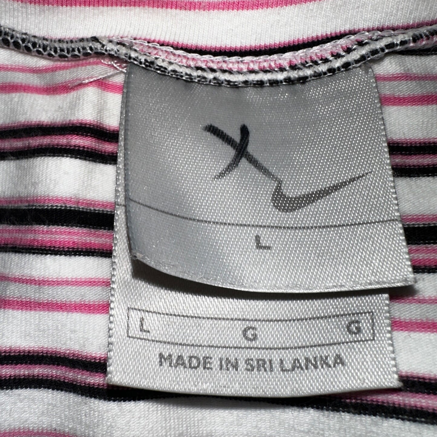 Nike Striped Y2K VTG T Shirt Womens Large Pink Purple Sports Cute Silver Tag