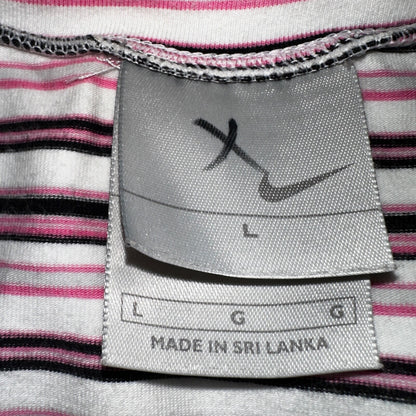 Nike Striped Y2K VTG T Shirt Womens Large Pink Purple Sports Cute Silver Tag