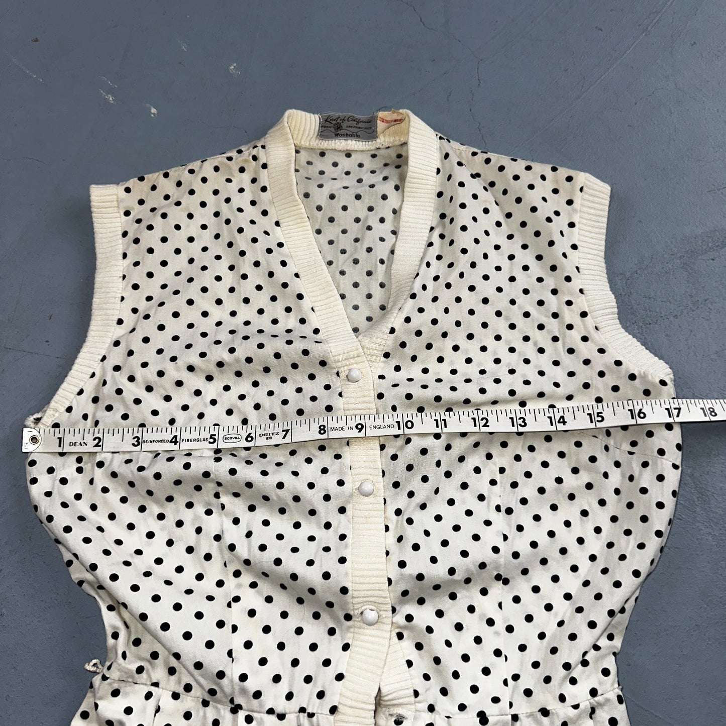 Vintage 1950s Koret of California Polka Dot Shirt Dress San Francisco Rockabilly