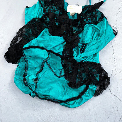 VTG Texsheen Lingerie Slip Dress Sleepwear Sweep Nightgown Lace Teddy Negliee