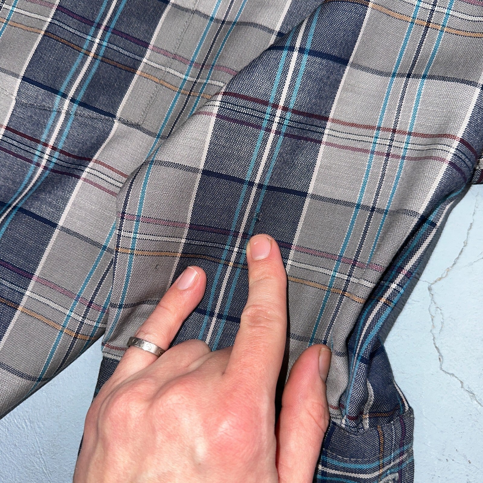 Pendleton Shirt M Blue VTG Virgin Wool Preppy Fireside 60s 70s Outdoors Mens