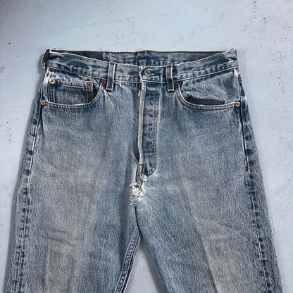 Levis 501 Vintage 90s USA XX Straight Leg Jeans 33x36 Light Wash Act 30x30