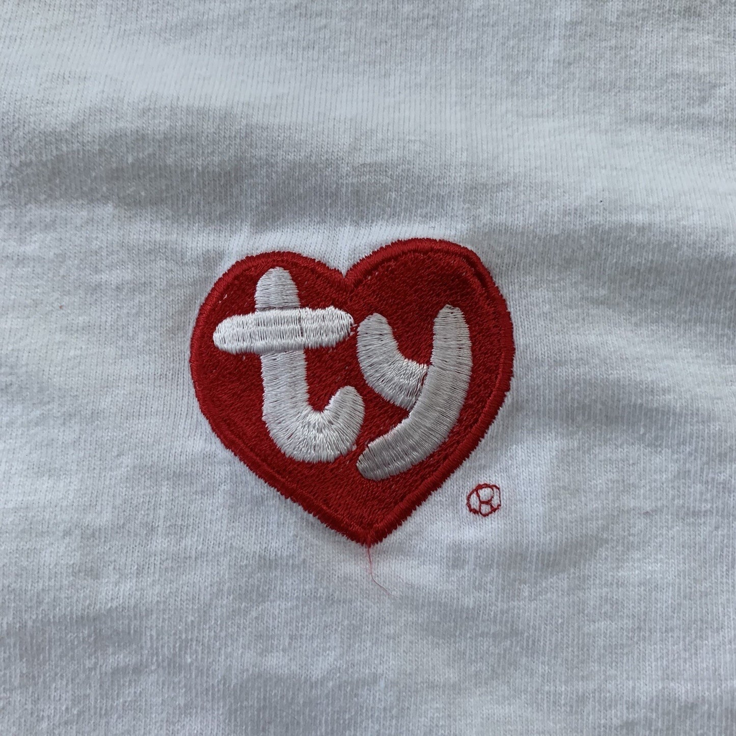 TY Beanie Baby Vintage White T Shirt 90s Employee Sample Rare 1st Gen Heart Cute