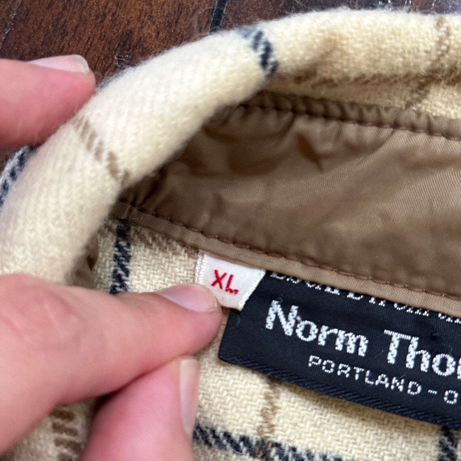 Norm Thompson VTG Long Sleeve Snap Up Heavy Wool Shirt Plaid 60s XL Rockabilly