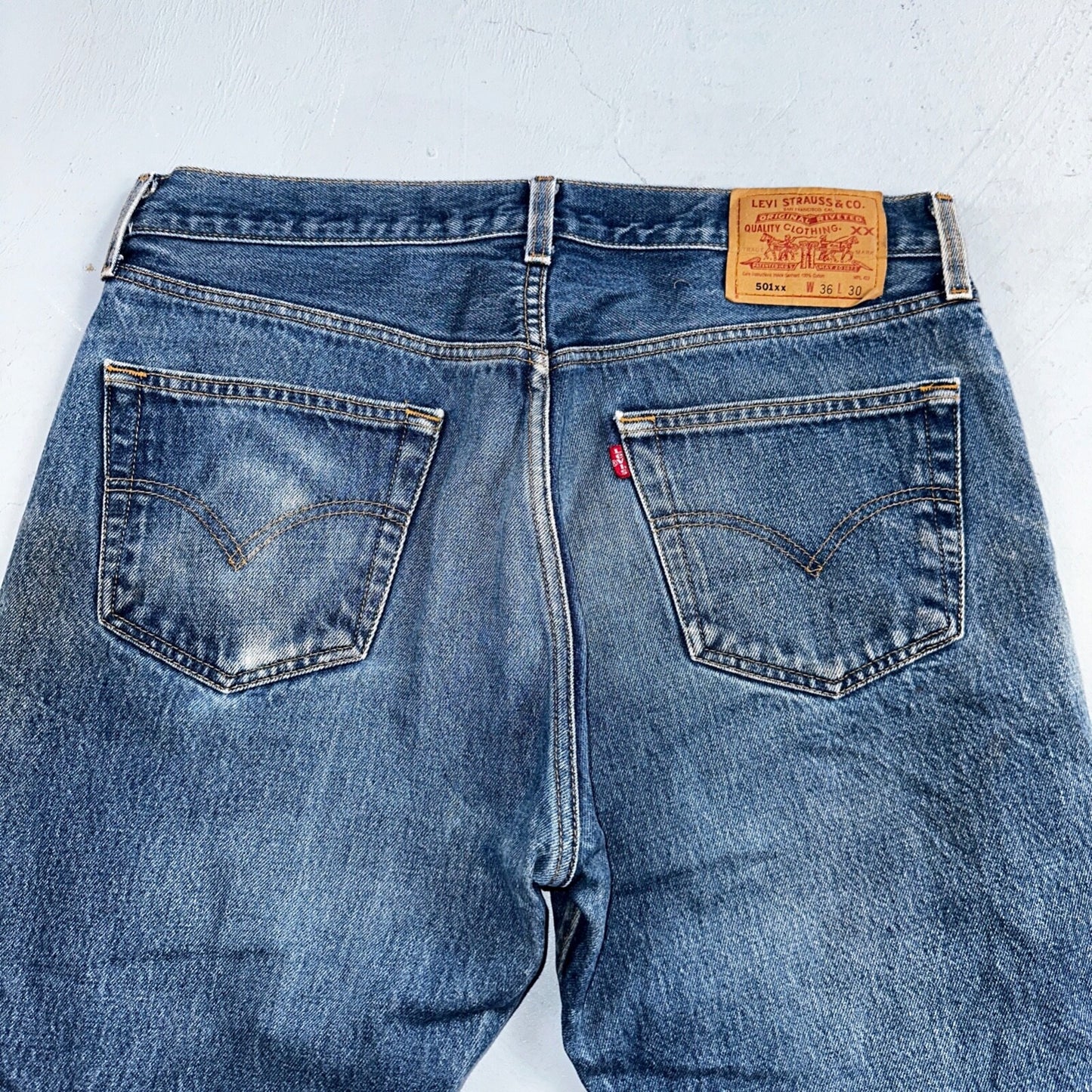 Levis 501 Vintage 90s Mexico Straight Leg Jeans 36x30 Y2K Med Wash Act 33x27
