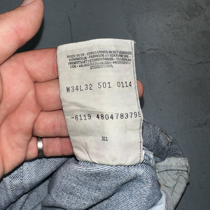 Levis 501 Vintage 90s Y2K XX Straight Leg Jeans Blue Med Wash 34x32 Act 33x31