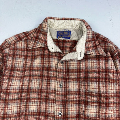 Pendleton Vintage 70s Woolen Mills Virgin Wool Lodge Shirt Red Plaid Mens L