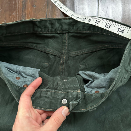 VTG 90s Levis 501 Button Fly 33x34 USA Tag Jeans Straight Green XX Act 30x33