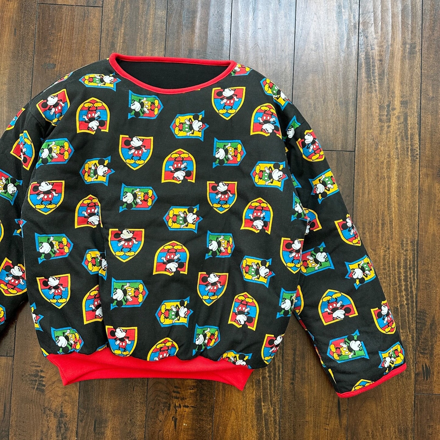 VTG 90s Disney Mickey Mouse Reversible Sweater Donn Kenny Rare World Comic Rap