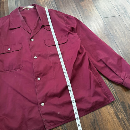 1960s 60s Jacket Shirt Bogner Germany Long Sleeve Button Snap Rockabilly Maroon