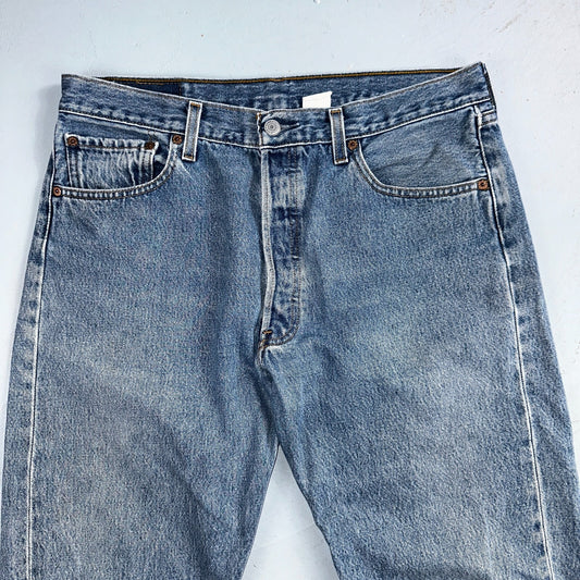 Levis 501 Vintage 90s Y2K XX Straight Leg Jeans Blue Light Wash 34x30 Act 31x29