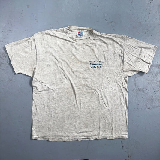 Raft Racing Hanes 90s VTG T Shirt Single Stitch Blank Funny Swimming Sports