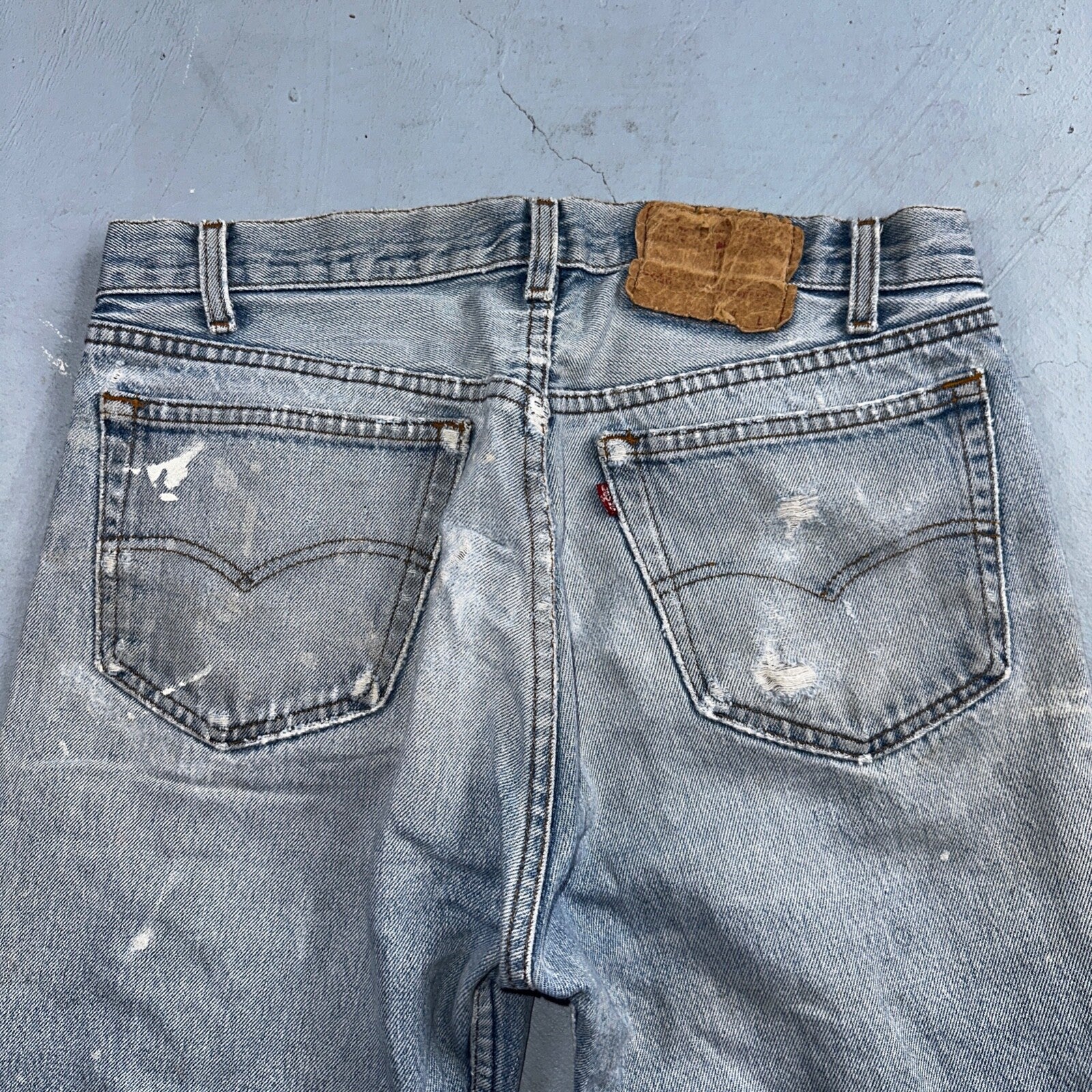 Levis 501 Vintage 80s USA XX Straight Leg Jeans Blue Thrashed 33x38 Act 31x33