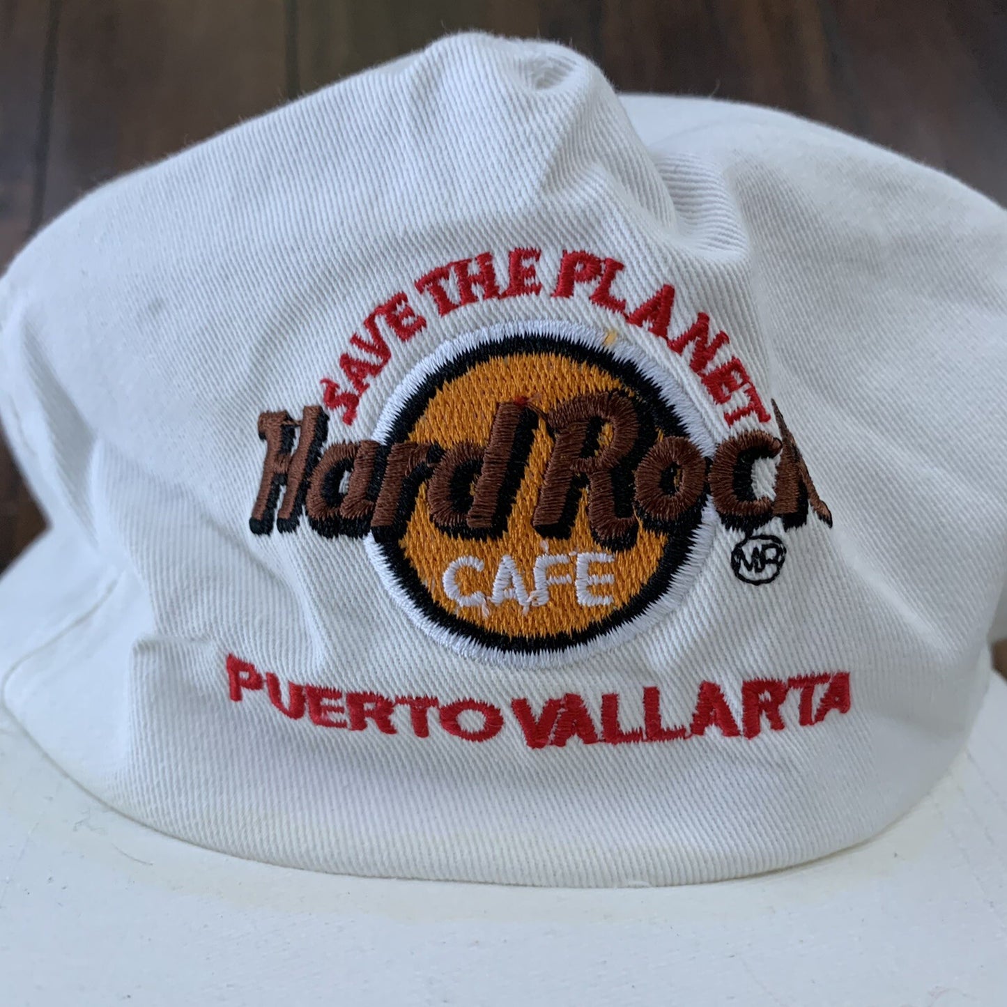 Hard Rock Cafe Vintage Hat Cap Snapback White Bike 90s Puerto Vallarta Cool