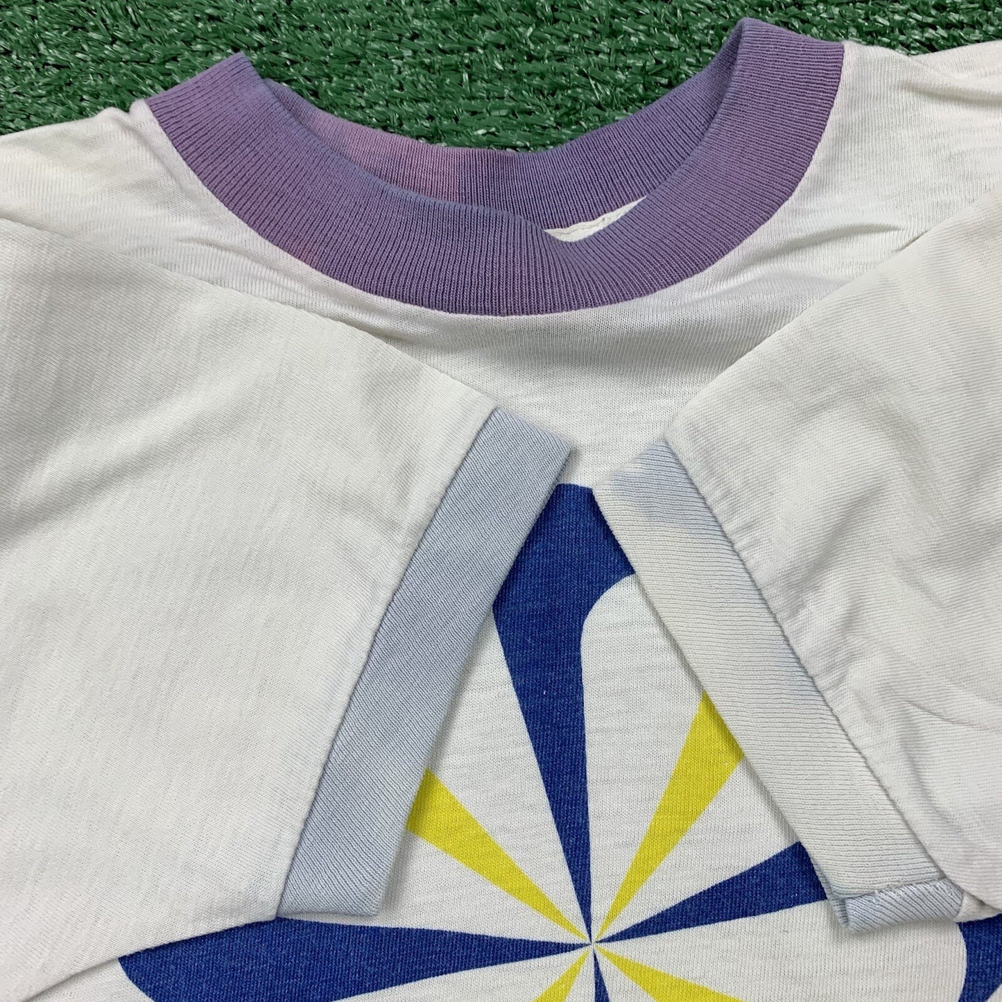 Nike Vintage T Shirt Mens M 70s Purple Ringer Pinwheel Running Geisha Simple