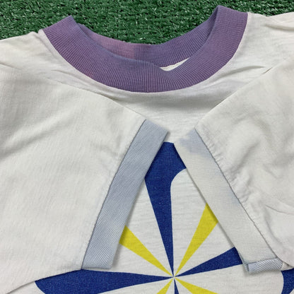 Nike Vintage T Shirt Mens M 70s Purple Ringer Pinwheel Running Geisha Simple