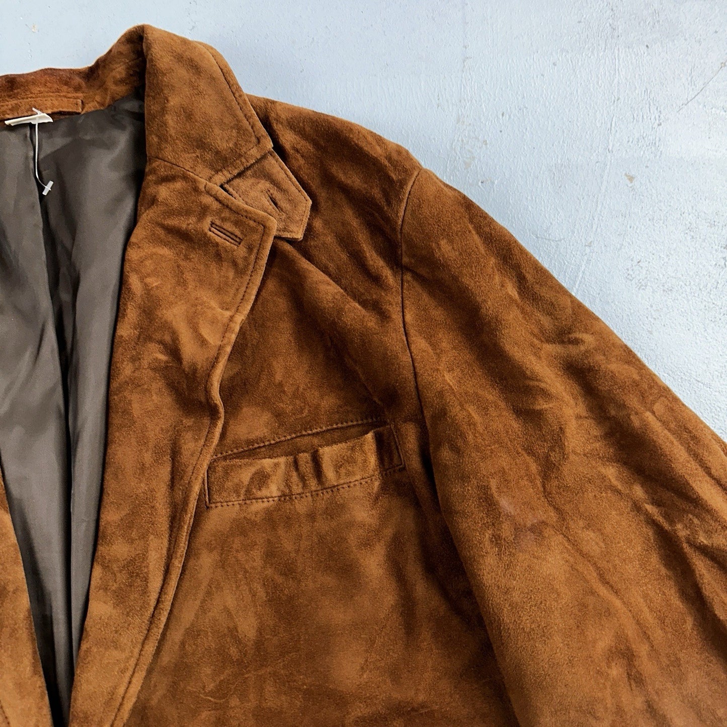 Orvis Mens 44 Suede leather blazer sport coat Lined jacket Brown Pockets