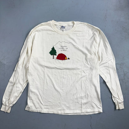 Hiking Room With A View VTG T Shirt Funny Camping Camp Hike Travel USA Y2K