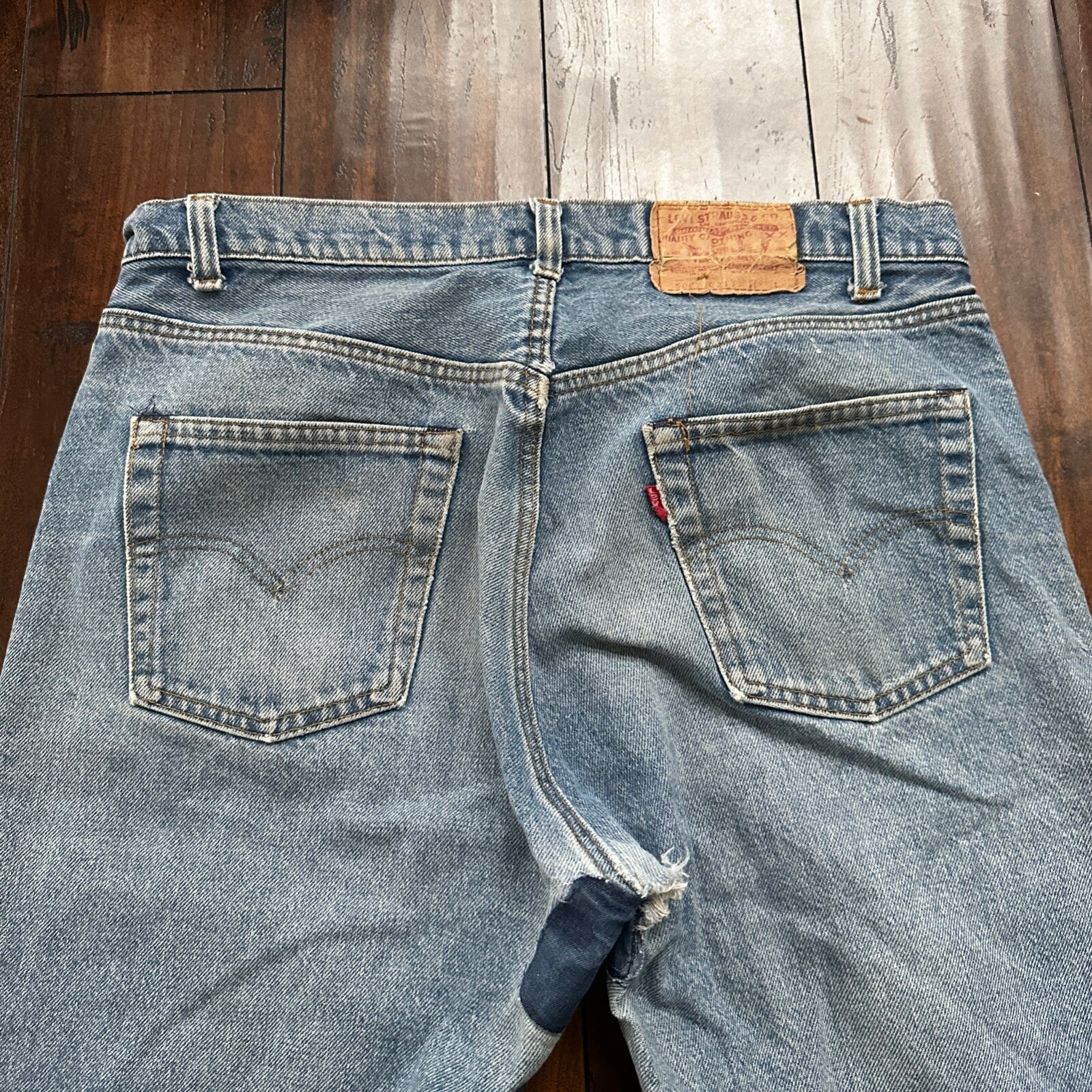 Vintage 80s Levis 505 36x36 USA Blue Jeans 501 Act 33x34 Light Wash