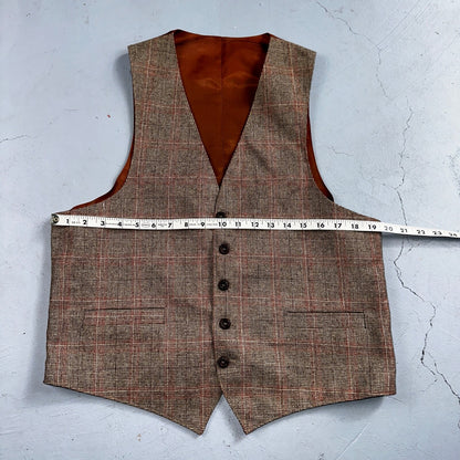 VTG Mens 3 PC Suit 42 Jacket Coat Pants Vest Plaid Rockabilly 70s 1970s Brown