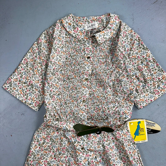 VTG Lady Bird Floral Shirt Dress Grandmacore Cottagecore Casual 13 1960s NWT Tag