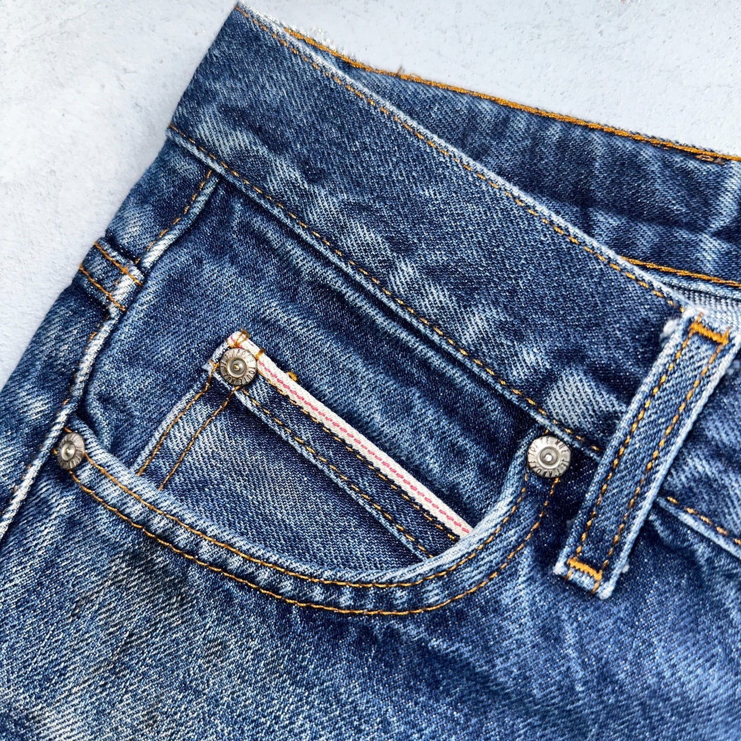 Naked & Famous Jeans Mens 30x36 Blue Dirty Fade Selvedge Denim Skinny Guy