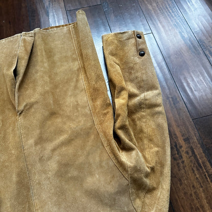 VTG 1960s Brown Leather Suede Hippie Western Coat Jacket 44 Rockabilly 60s 70s