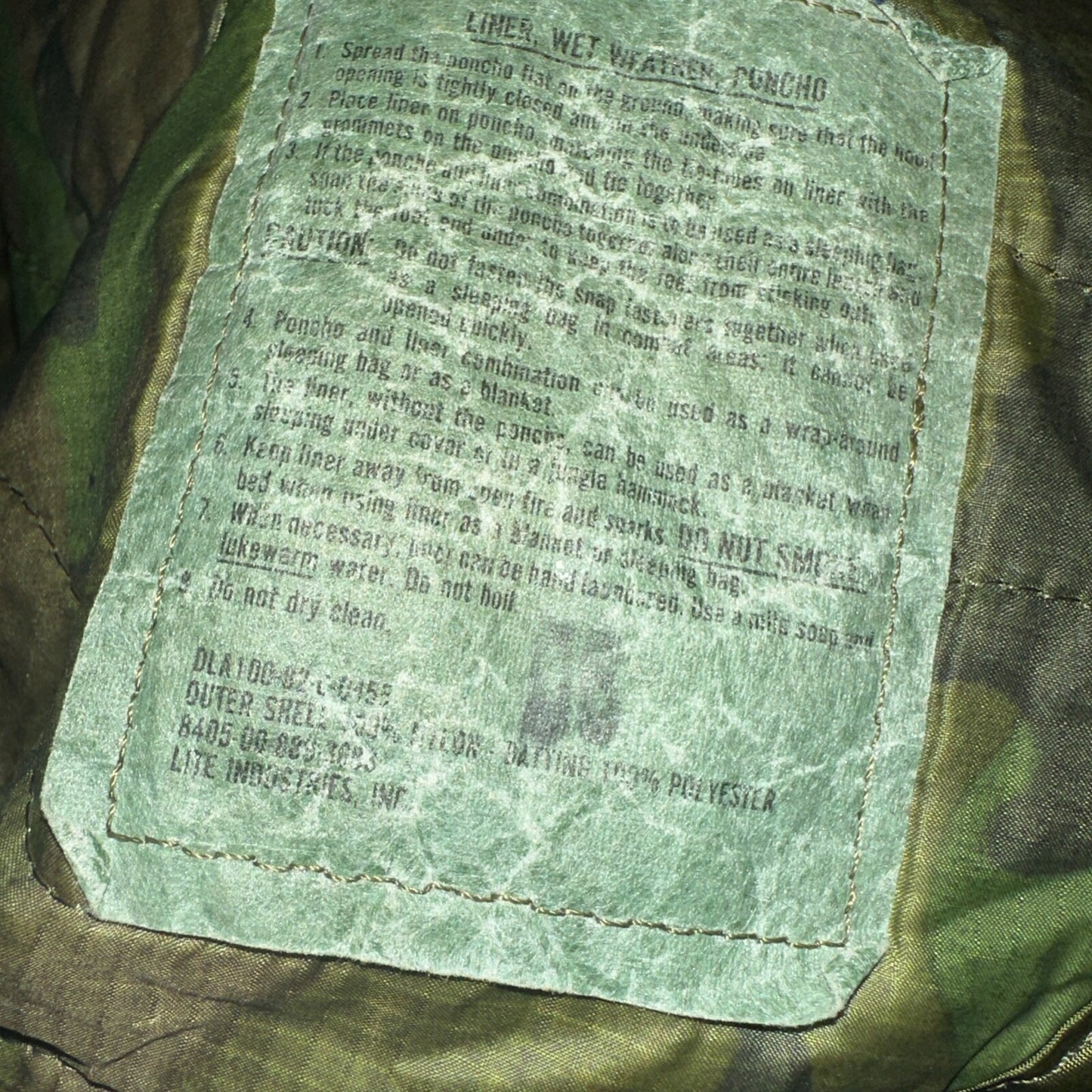 Vintage 1982 War Camouflage Poncho Liner Woodland Camo Dated 1982 Rare 80s