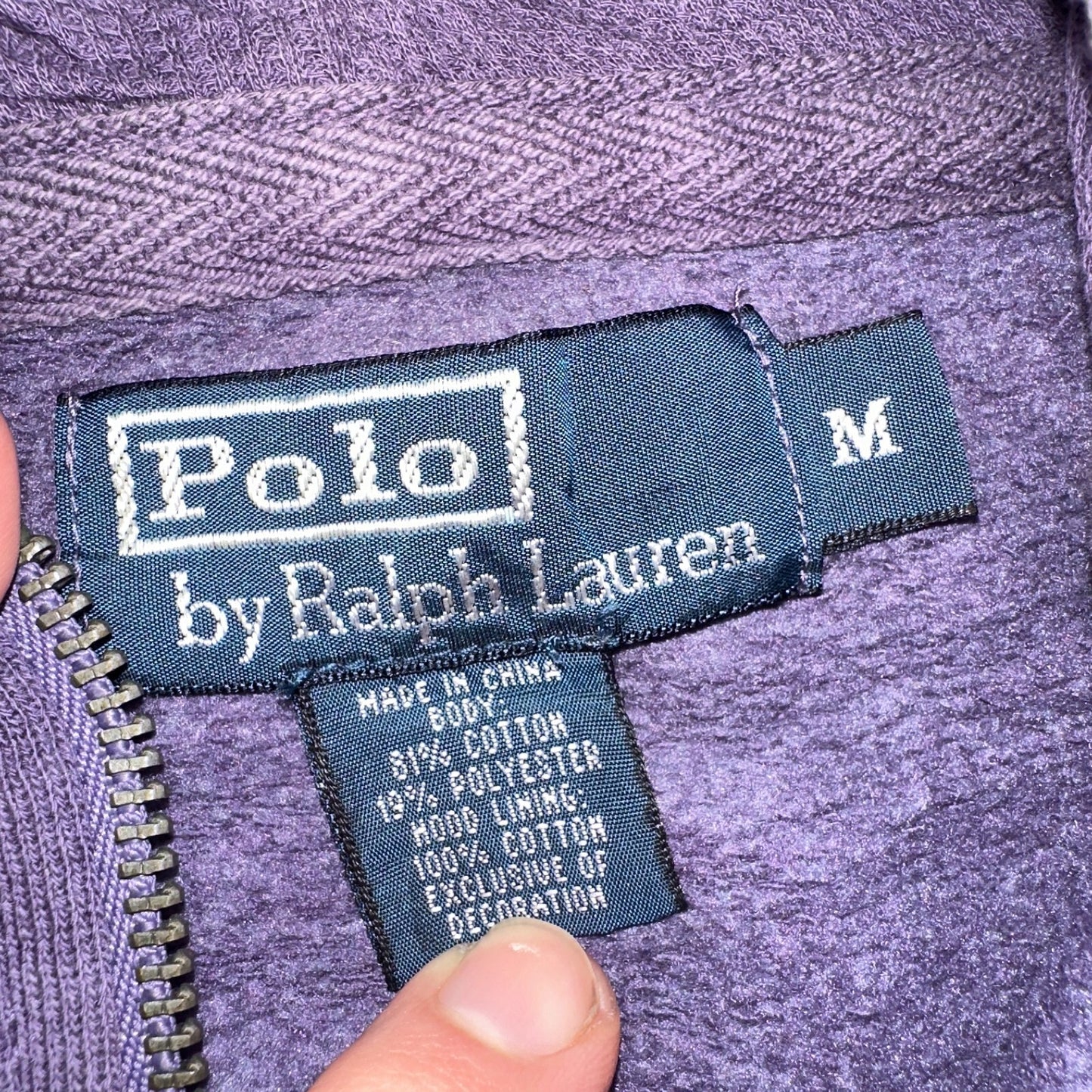 Polo Ralph Lauren VTG Full Zip Hoodie Men’s Size M Cotton Purple Jacket 90s