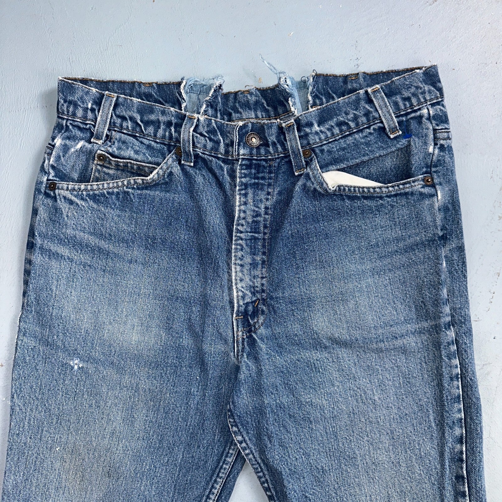 Levis 517 Vintage 80s USA Orange Tab Bootcut Flare Blue Worn Jeans Act 32x28