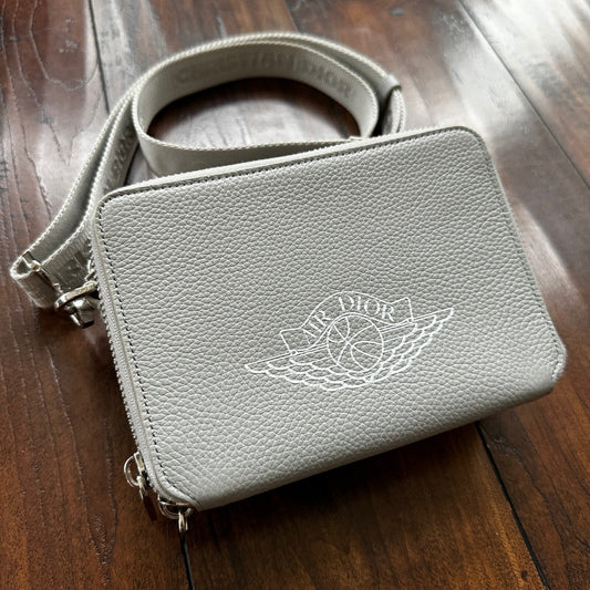 Nike Air Dior Jordan Wings Logo Grey Logo Small Rare Shoulder Bag 100% Authentic