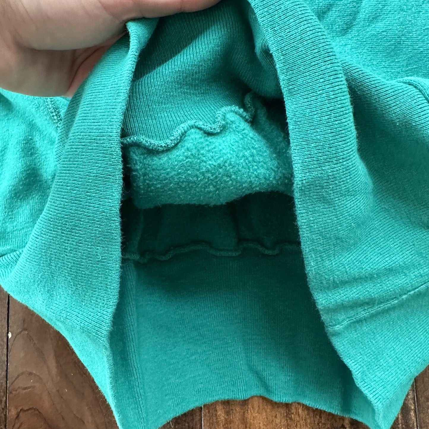 Vintage Champion 90s USA Teal Reverse Weave Sweatshirt Blank 70s Gusset Jumper