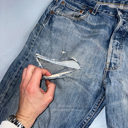 Levis 501 Vintage Y2K XX Straight Leg Jeans Blue Light Wash 34x34 Act 33x33