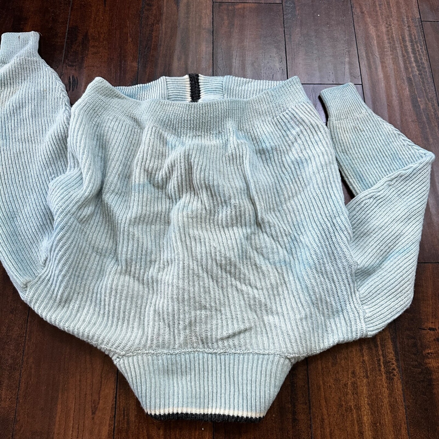 VTG 70s Columbia Knit Rugby Gear Sweater Zip Up Blue Color Block Made In USA