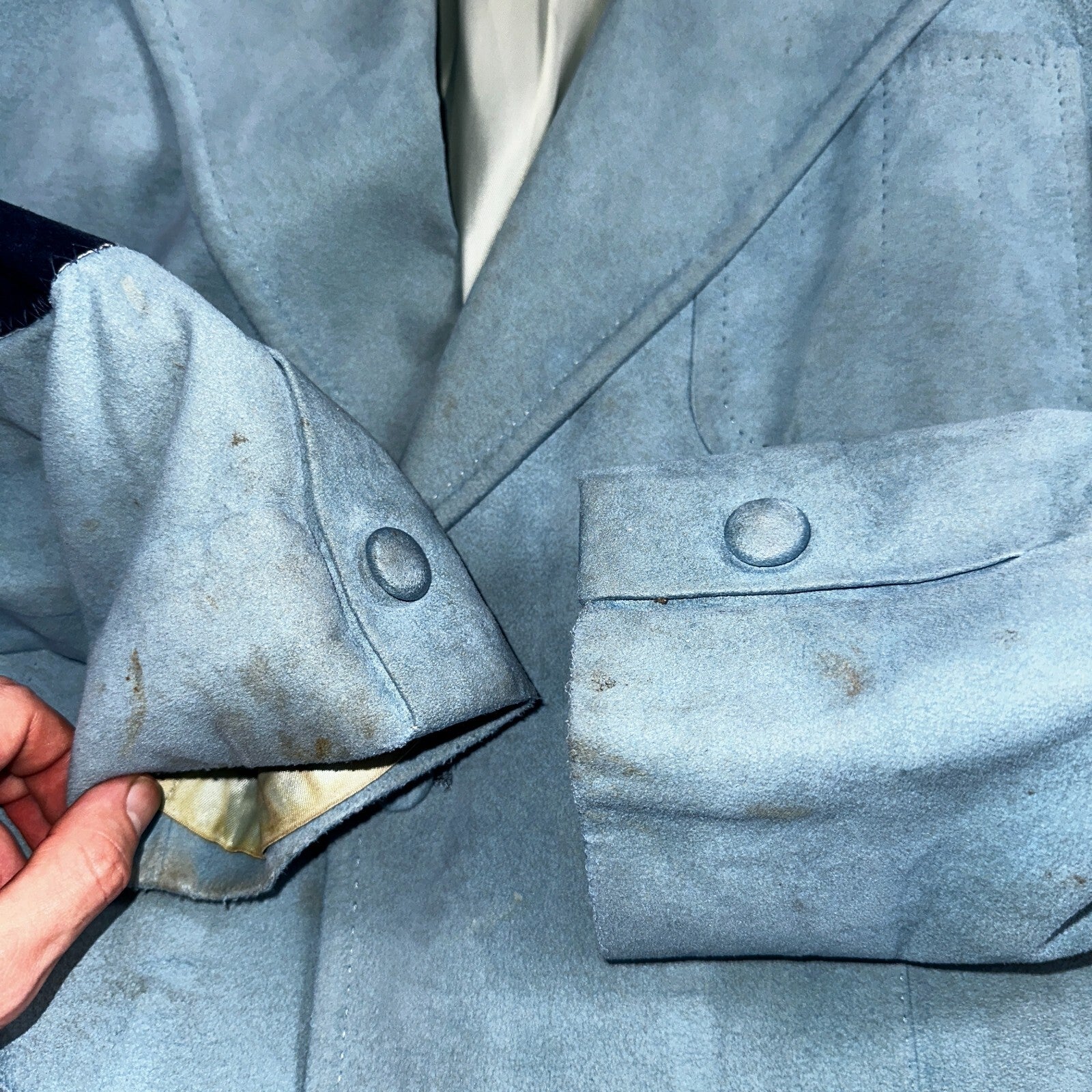 VTG Mens Suit 42 Jacket Sport Coat Rockabilly 60s 70s Suede Blue Disco Lebaron