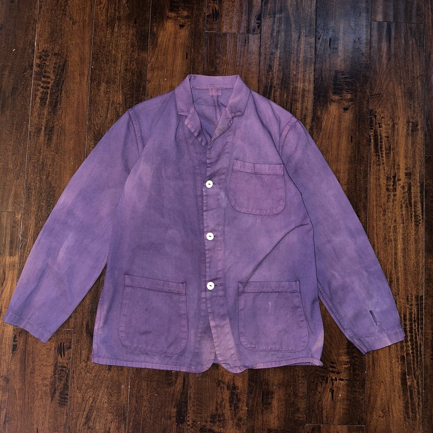 VTG 1940s 50s Overcoat Overdye Purple Jacket Rockabilly Pos WWII Chore Work Coat