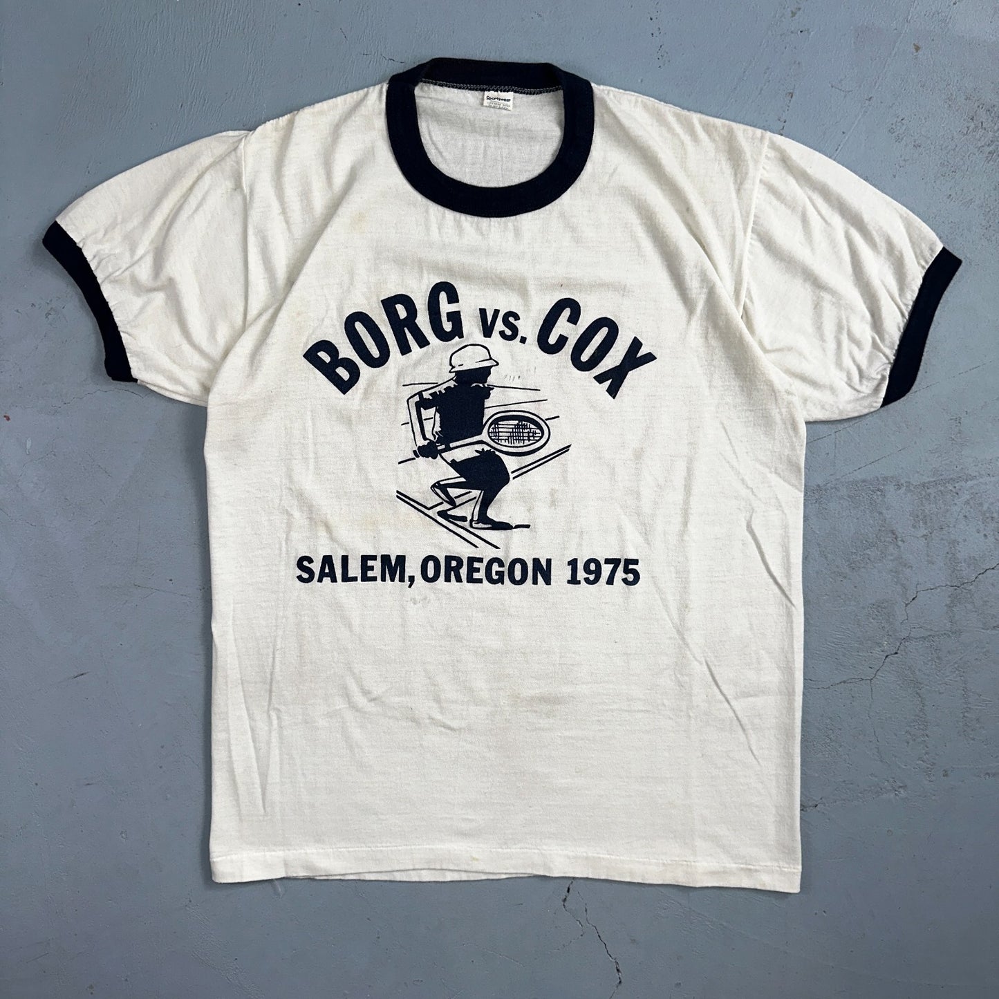 1970s Salem Oregon Ringer VTG T Shirt Borg Cox 1975 Sports Tennis PDX College