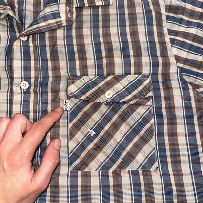 Levis VTG 1980s Button Shirt Mens L Plaid 80s Cowboy Shirt Korea Short Sleeve
