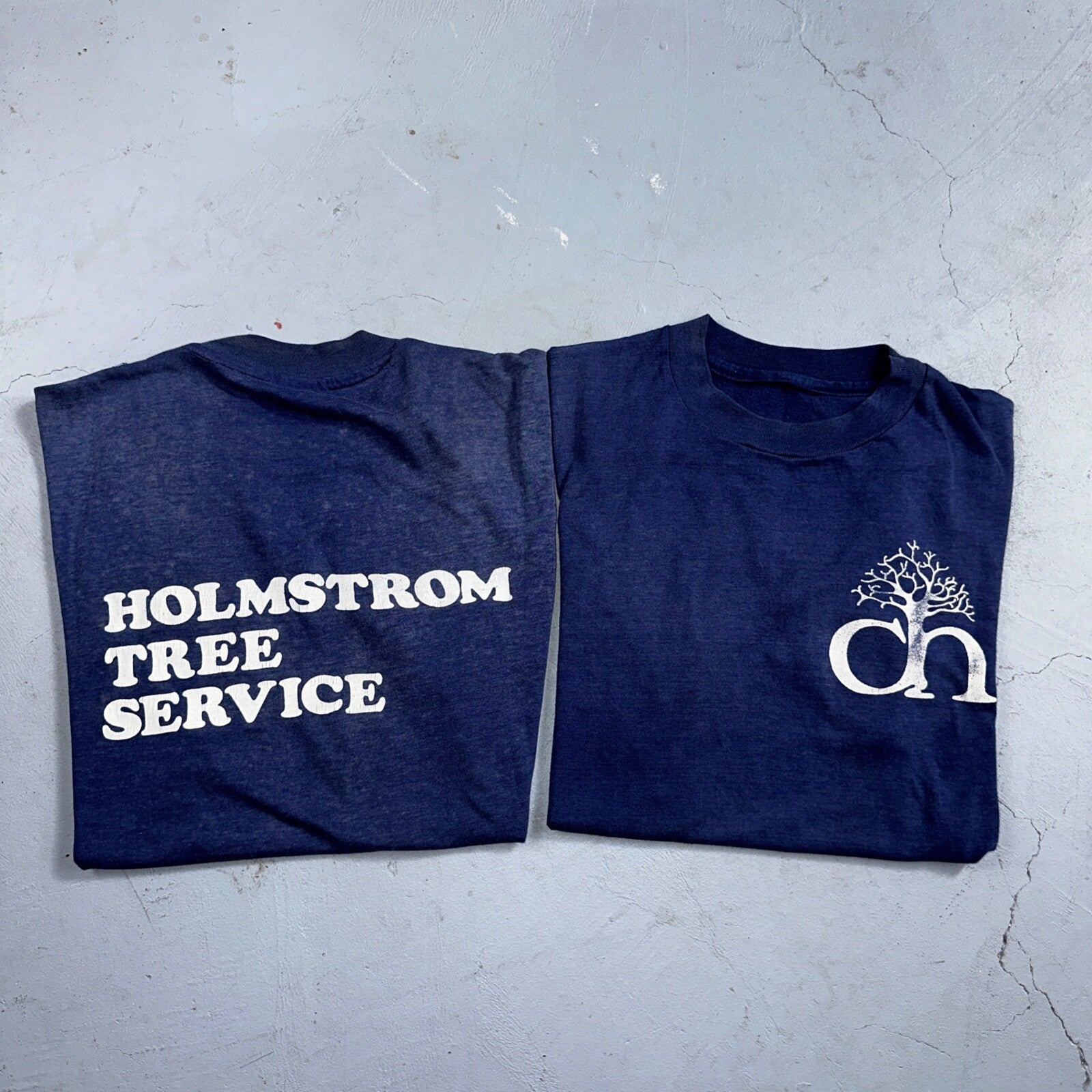 Holmstorm Tree Service Lot of 2 VTG T Shirt 1980s 80s Single Stitch Oregon Navy