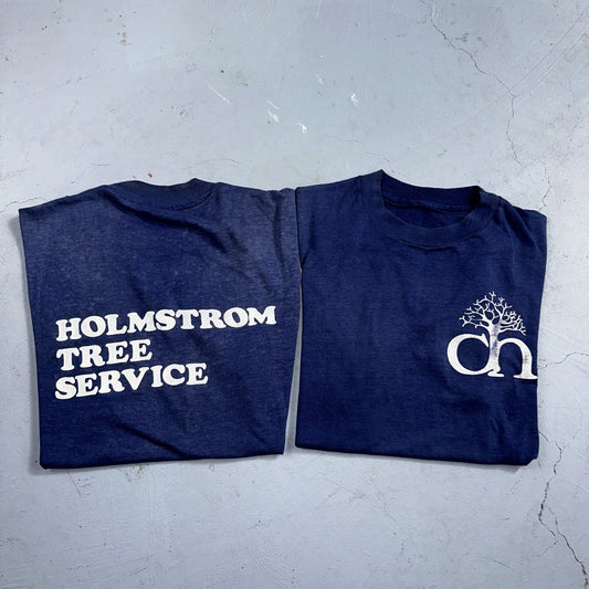 Holmstorm Tree Service Lot of 2 VTG T Shirt 1980s 80s Single Stitch Oregon Navy