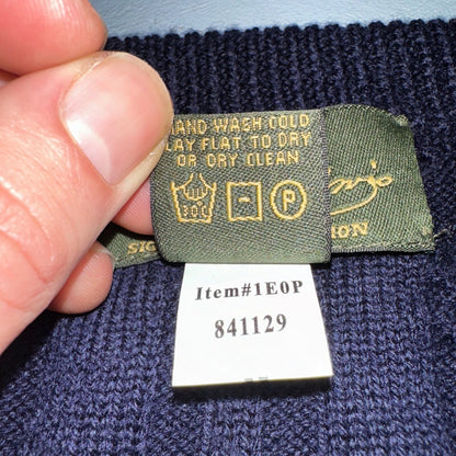 Orvis Men Large L Signature Collection SCG 100% Wool Blue Vest EUC Navy