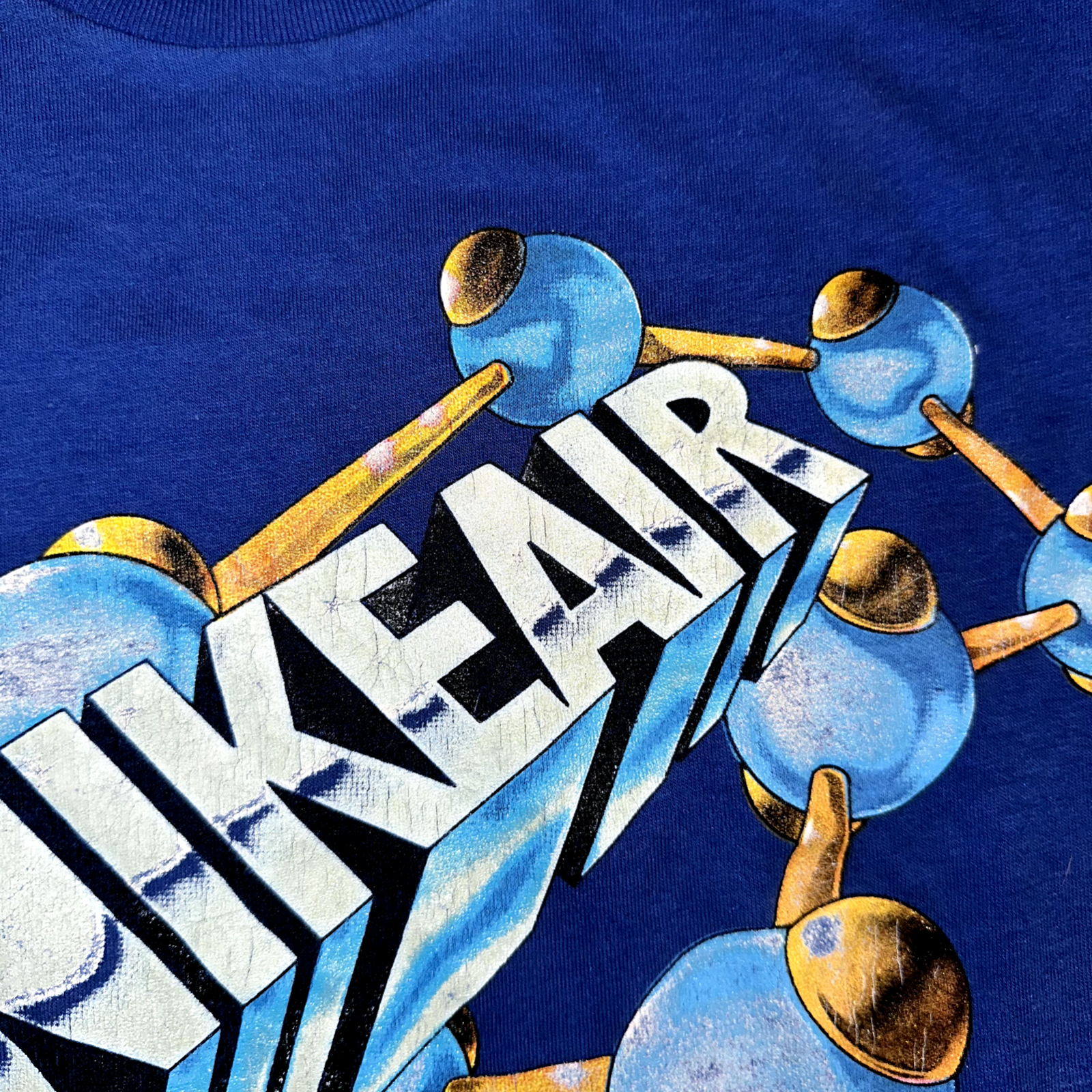 Nike Air Vintage T Shirt 80s USA Rare Air Max Atoms Bubbles Science Blue Tag