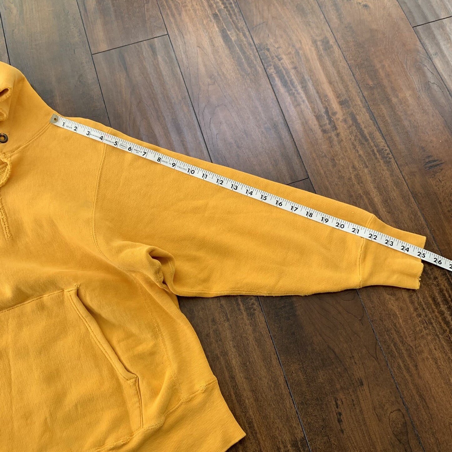 Vintage 70s Champion USA Reverse Weave Sweatshirt Hoodie Basic Blank Yellow 60s