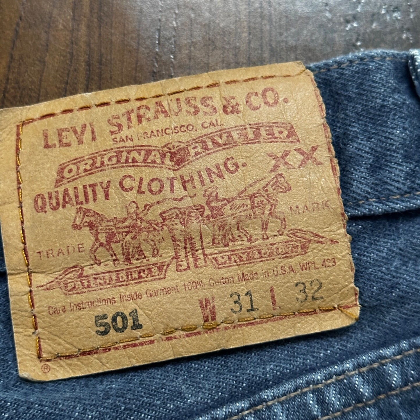 Levis VTG 90s 501 Button Fly 31x32 USA Tag Jeans Straight Wash Blue XX Act 28x31
