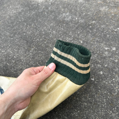 Vintage Letterman Jacket Green White Leather Wool TOM Named Simple Basic 1960s