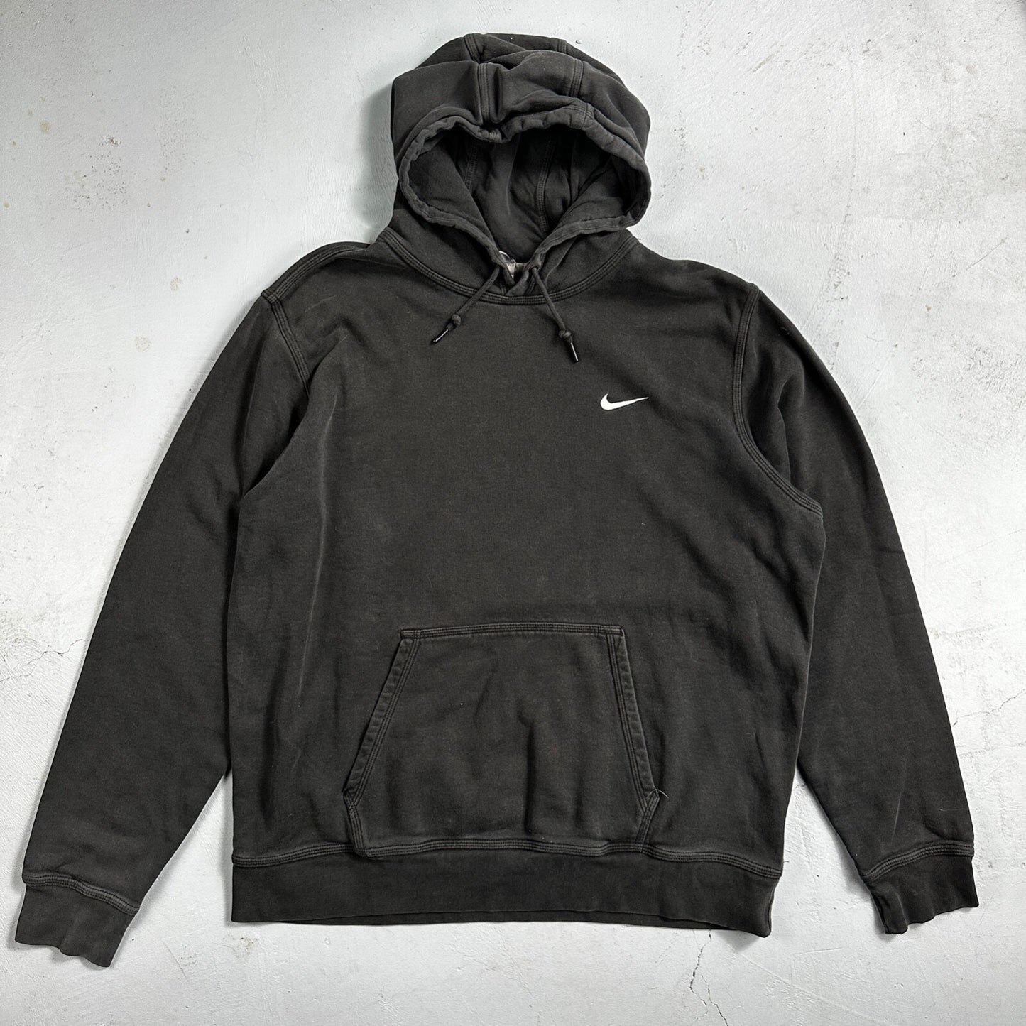 Nike Hoodie Men 2XL Black Swoosh Hooded Pullover Tonal Basic Fleece