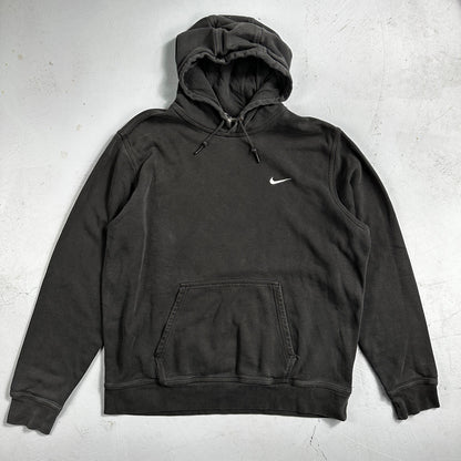 Nike Hoodie Men 2XL Black Swoosh Hooded Pullover Tonal Basic Fleece