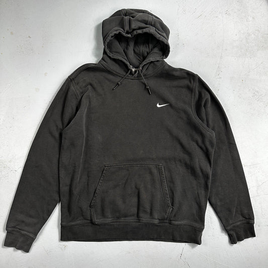 Nike Hoodie Men 2XL Black Swoosh Hooded Pullover Tonal Basic Fleece