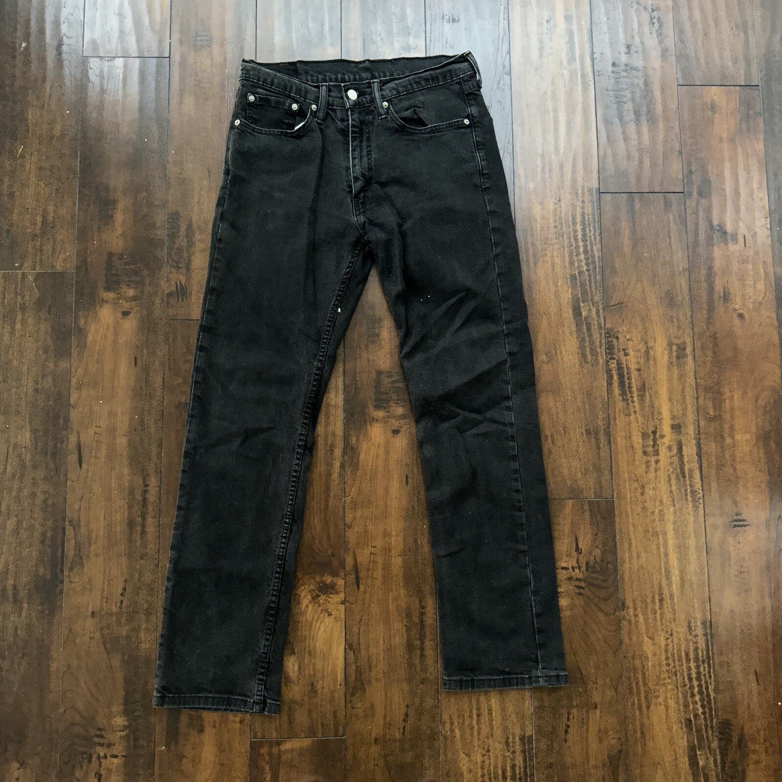 Levis 514 Straight Leg Jeans Men's 33x32 Mid Rise Slim Denim Black 30x29 Vtg